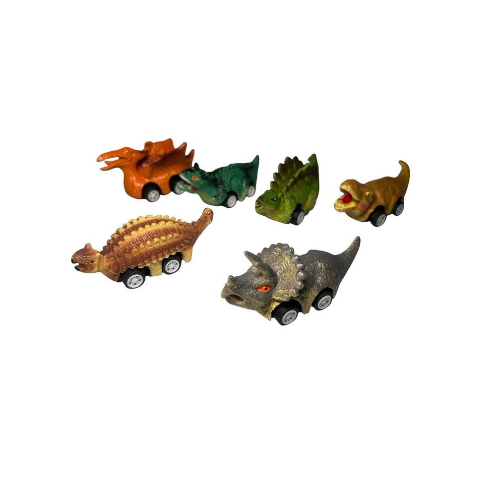 Assorted Lot of 6 Dinosaur Slot Cars Mixed Colors Species